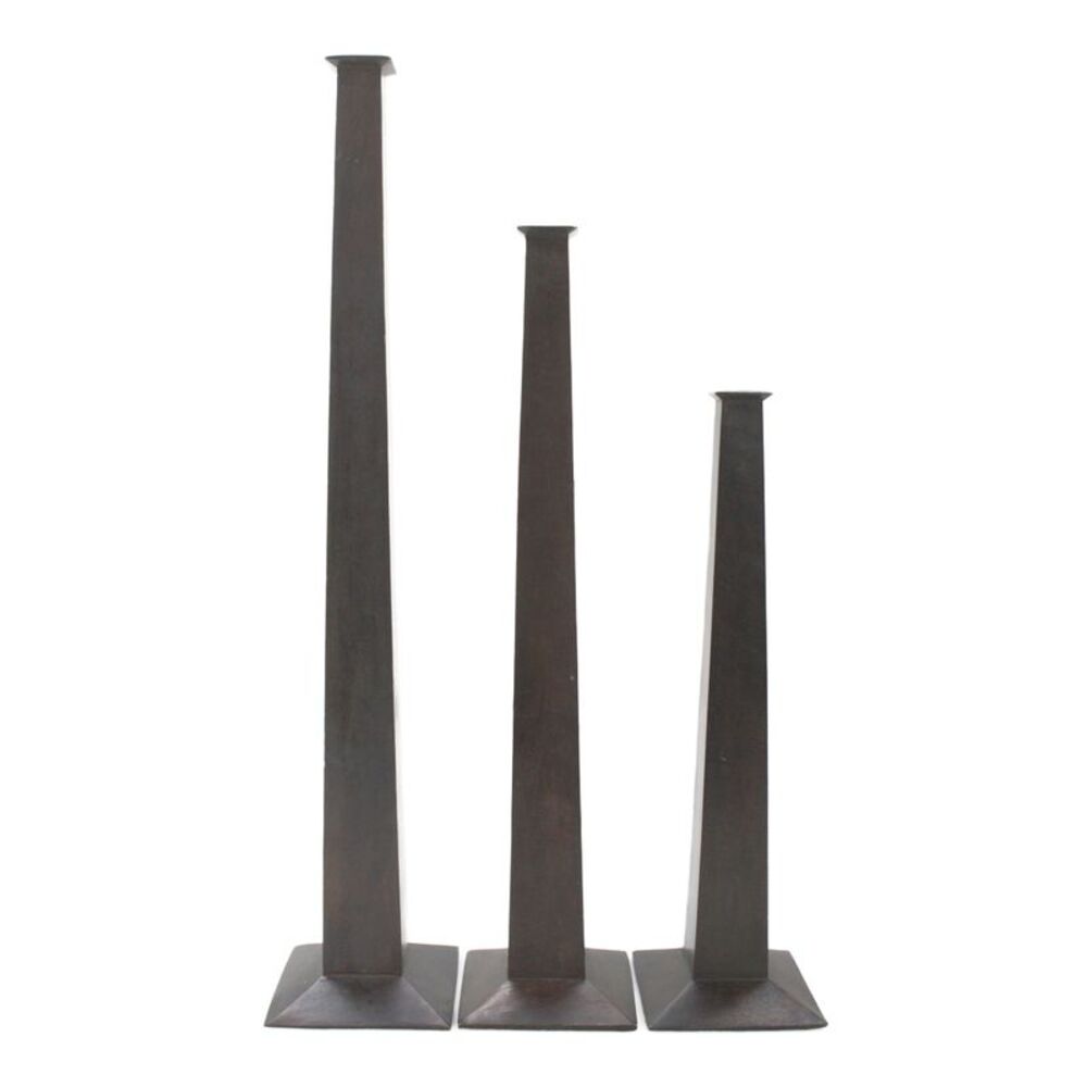 Designer Bronze Minimalist Geometric Candlesticks Various Sizes LOT 3